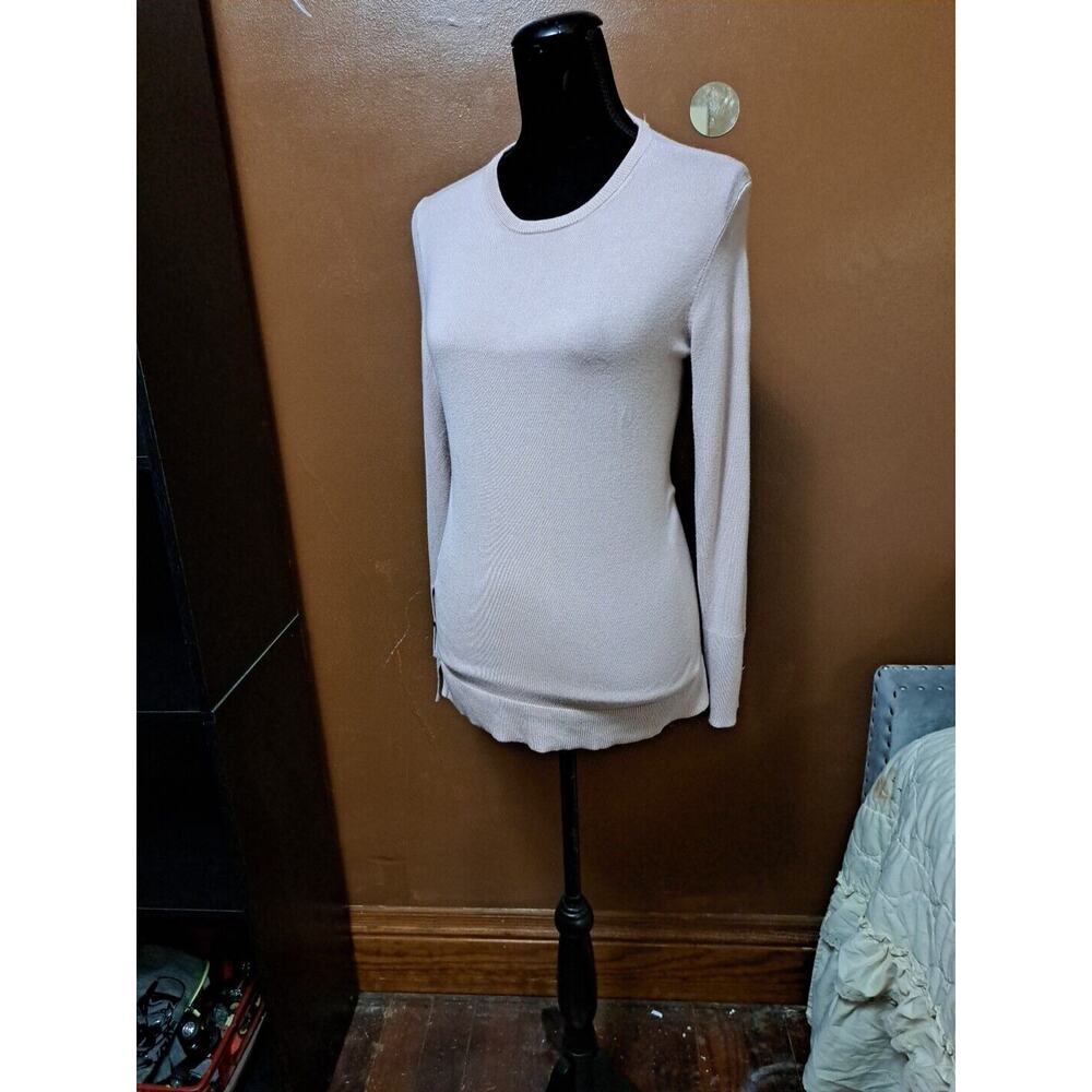 Mango Women's Long Sleeve Boat Neck Knit T-Shirt Blush Size M NWT Button Sleeve